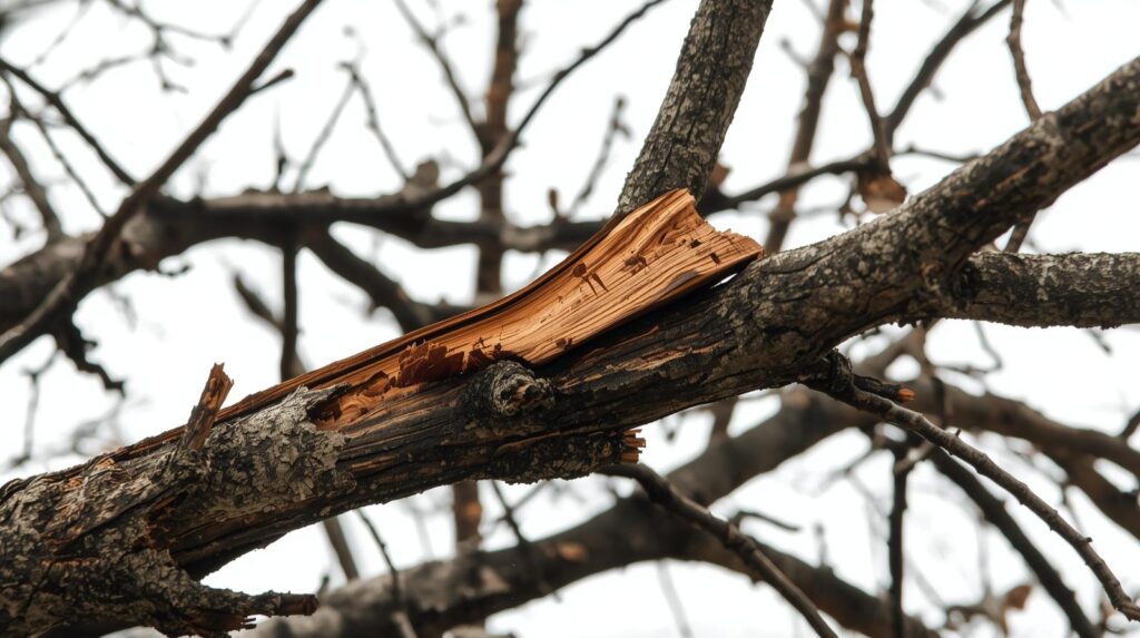 An image of tree limbs with harsh winter damage